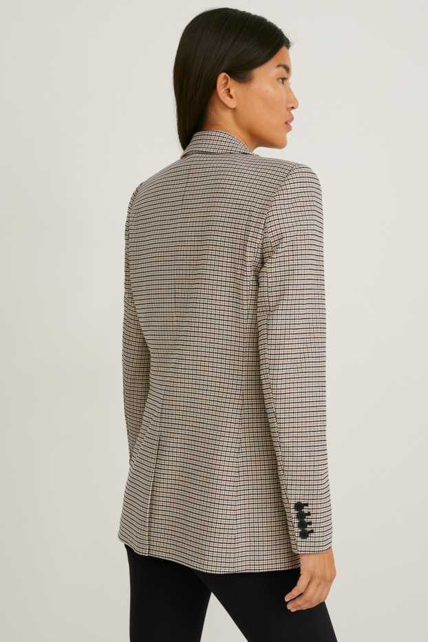 Dona - Americana - regular fit - de quadres - marró/beix