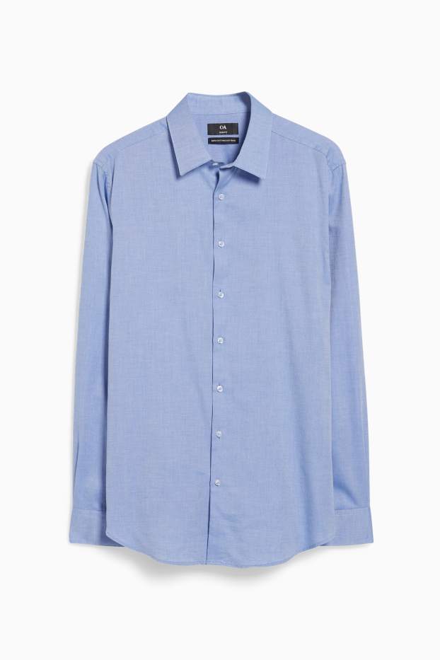 Uomo - Camicia business - slim fit - collo all'italiana - facile da stirare - azzurro