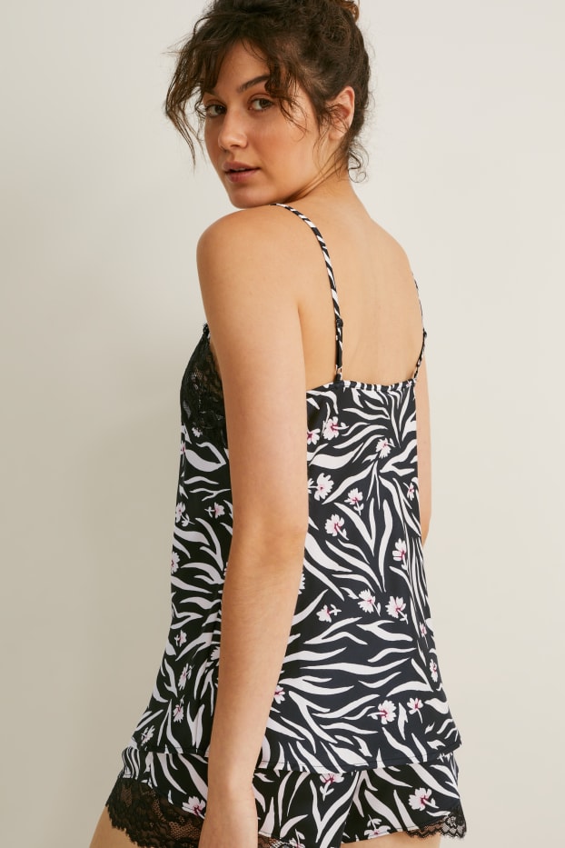 Dona - Top de pijama - estampat - negre/blanc