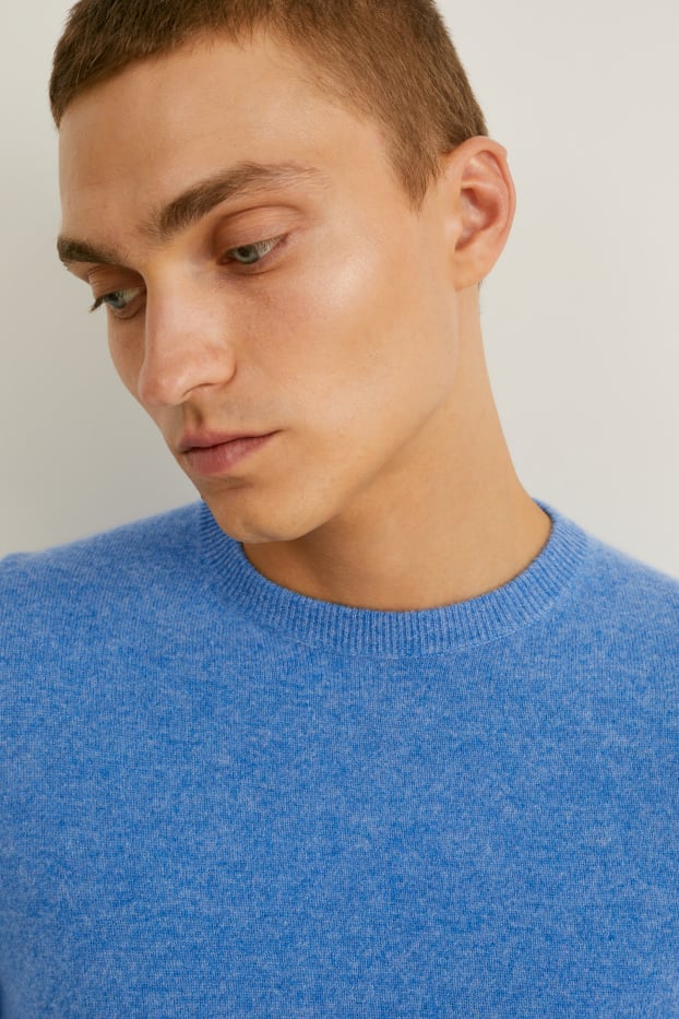 Pánské - Kašmírový svetr - modrá-žíhaná