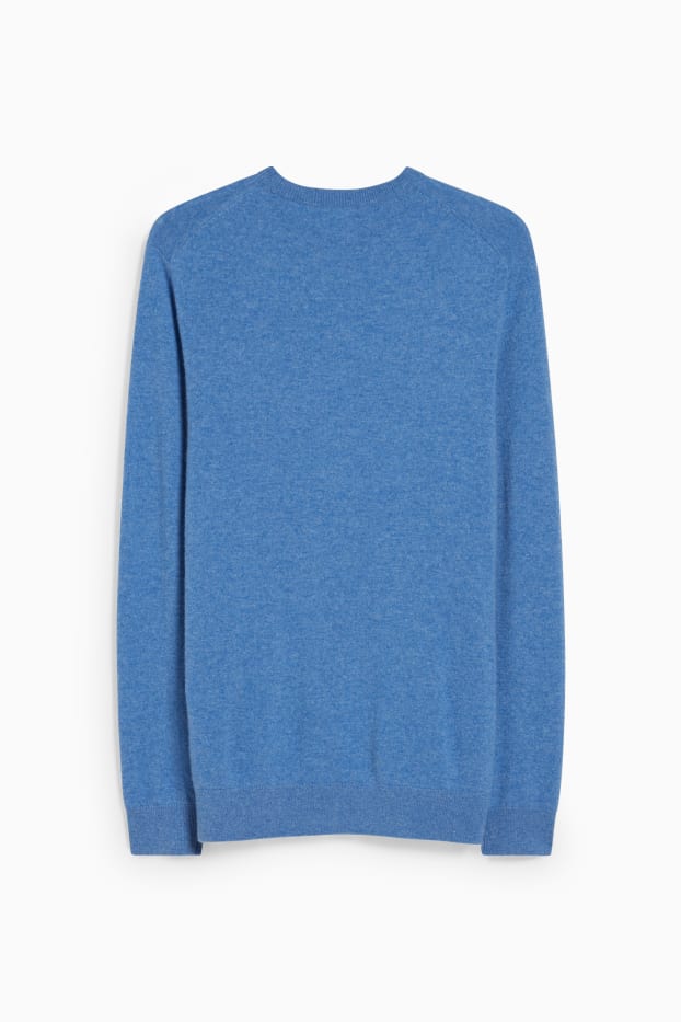Pánské - Kašmírový svetr - modrá-žíhaná