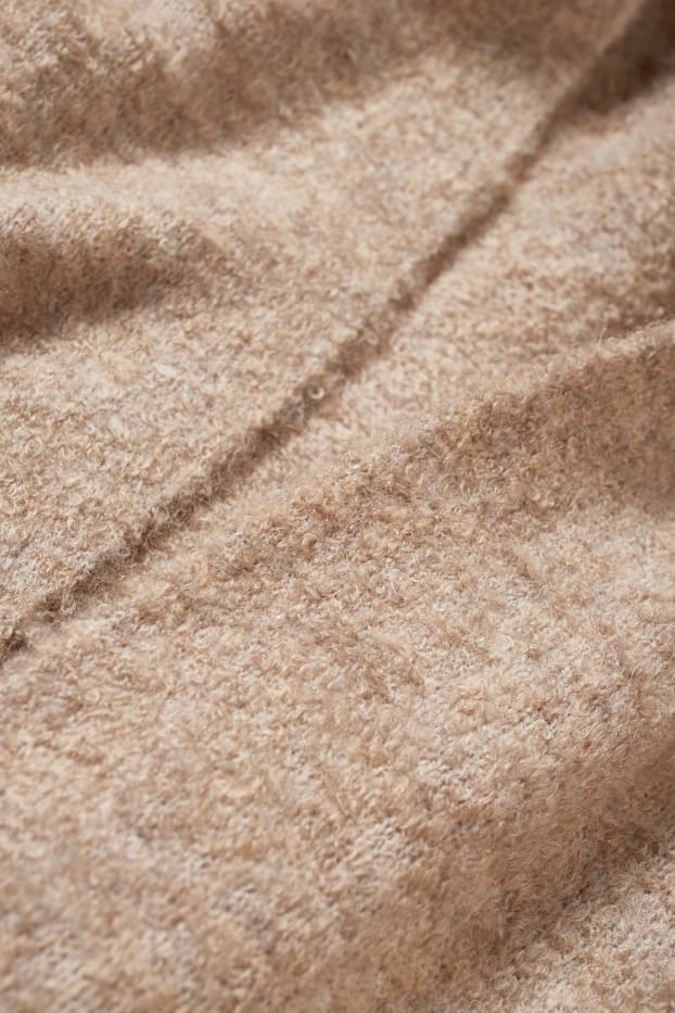 Dona - Jaqueta de punt bucle amb caputxa - beix jaspiat