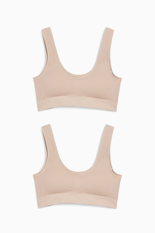 Donna - Confezione da 2 - brassière - imbottita - senza cuciture - LYCRA® - beige