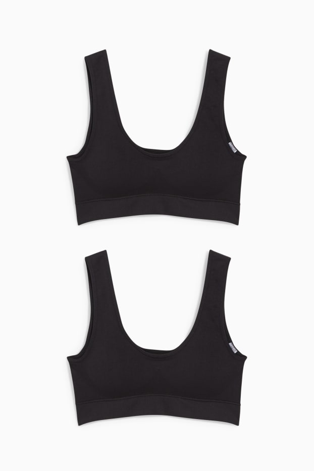 Femmes - Lot de 2 - brassières - ampliformes - sans coutures - LYCRA® - noir