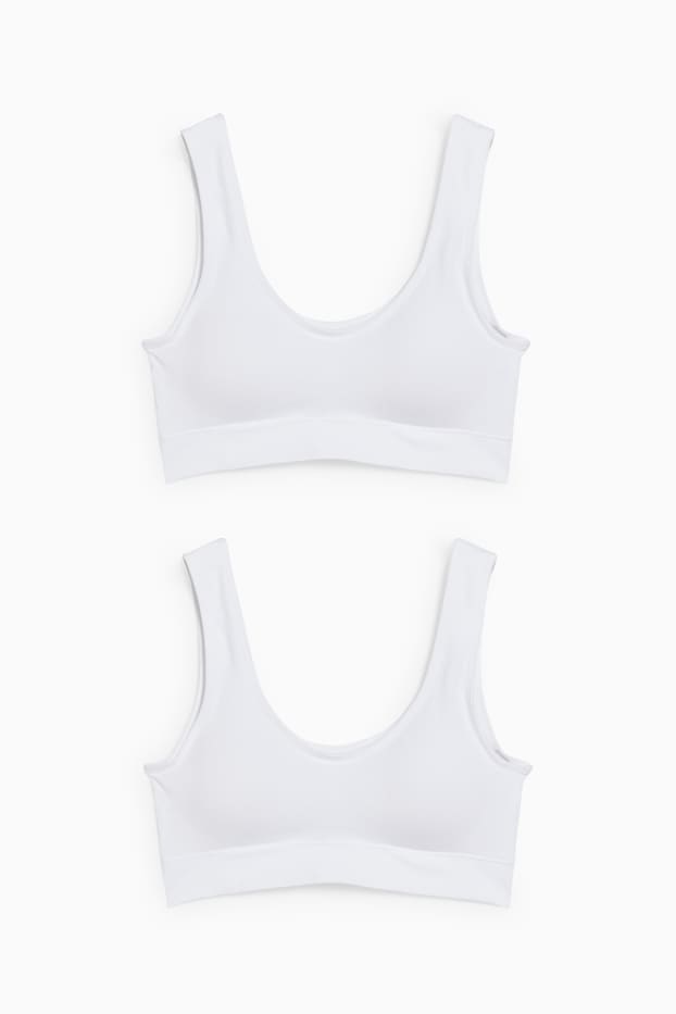 Damen - Multipack 2er - Bustier - wattiert - seamless - LYCRA® - weiß