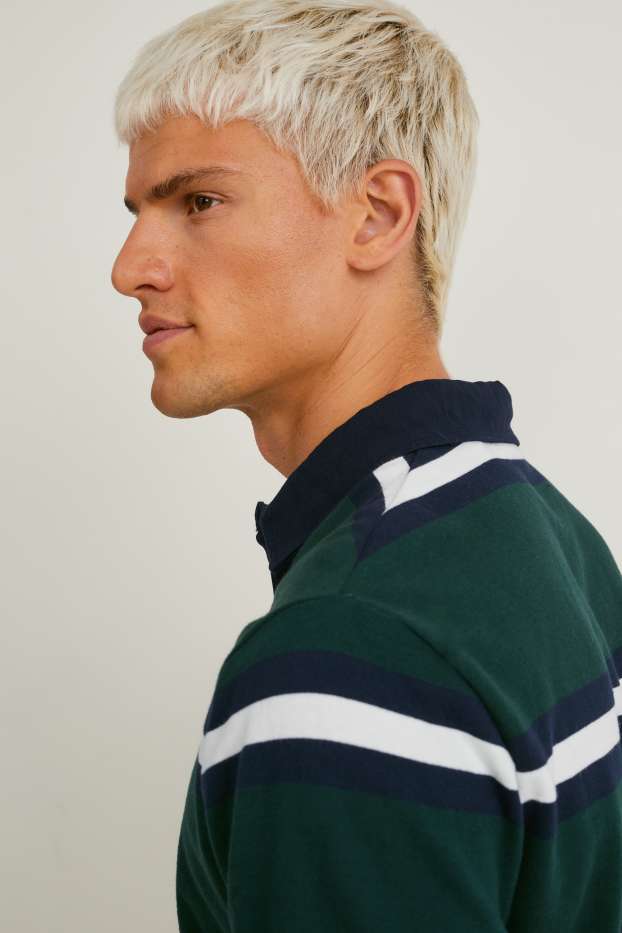 Bărbați - Tricou polo - cu dungi - verde închis