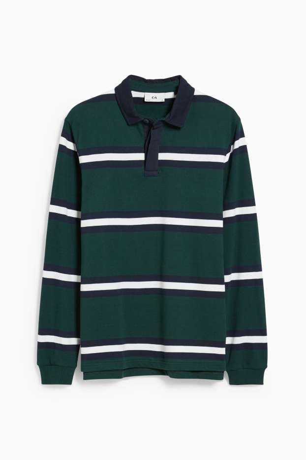 Bărbați - Tricou polo - cu dungi - verde închis