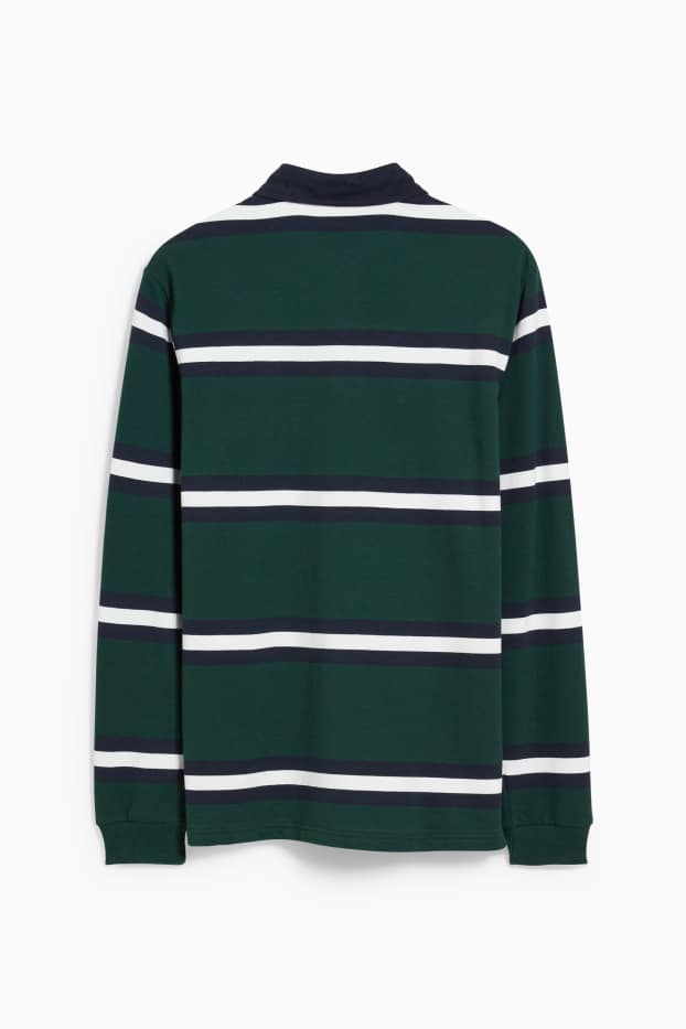 Bărbați - Tricou polo - cu dungi - verde închis