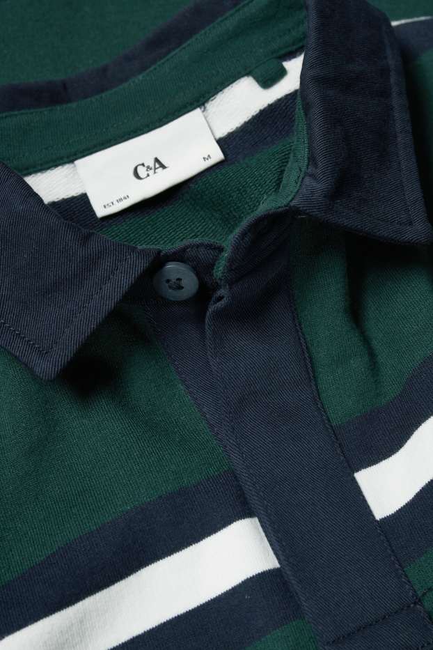 Bărbați - Tricou polo - cu dungi - verde închis