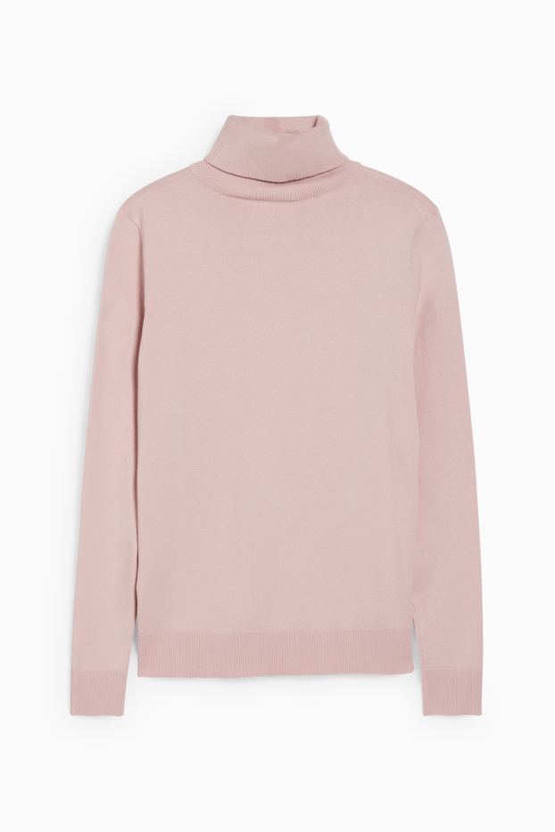 Women - Polo neck jumper - rose