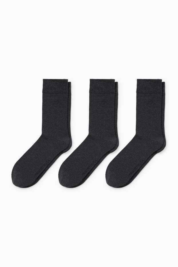 Herren - Multipack 3er - Socken - LYCRA® - Aloe Vera - grau-melange