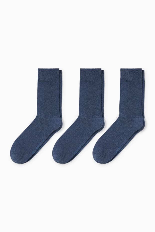 Hombre - Pack de 3 - calcetines - LYCRA® - aloe vera - azul oscuro-jaspeado