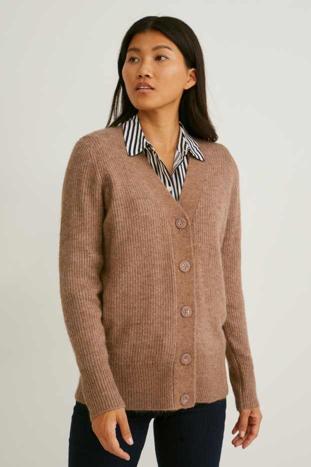 Women - Basic cardigan - light brown
