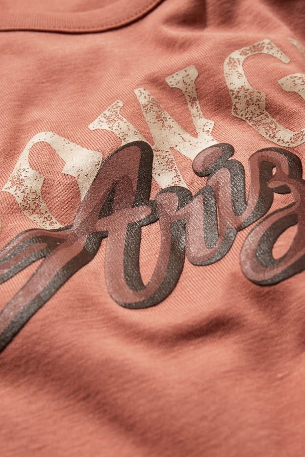 Dámské - Krátké tričko s dlouhým rukávem - terakotová