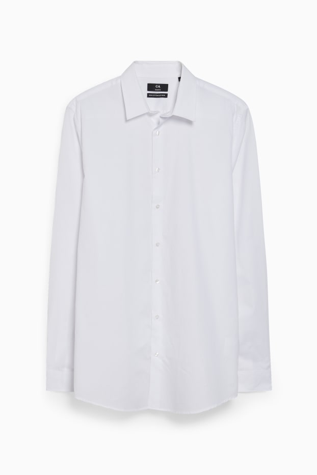 Uomo - Camicia business - slim fit - maniche ultralunghe - facile da stirare - bianco