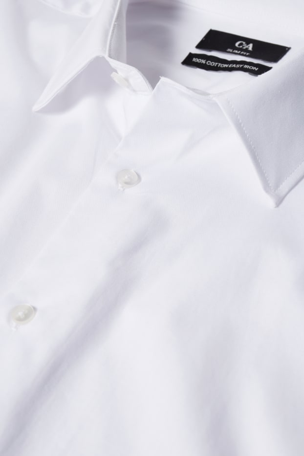 Uomo - Camicia business - slim fit - maniche ultralunghe - facile da stirare - bianco