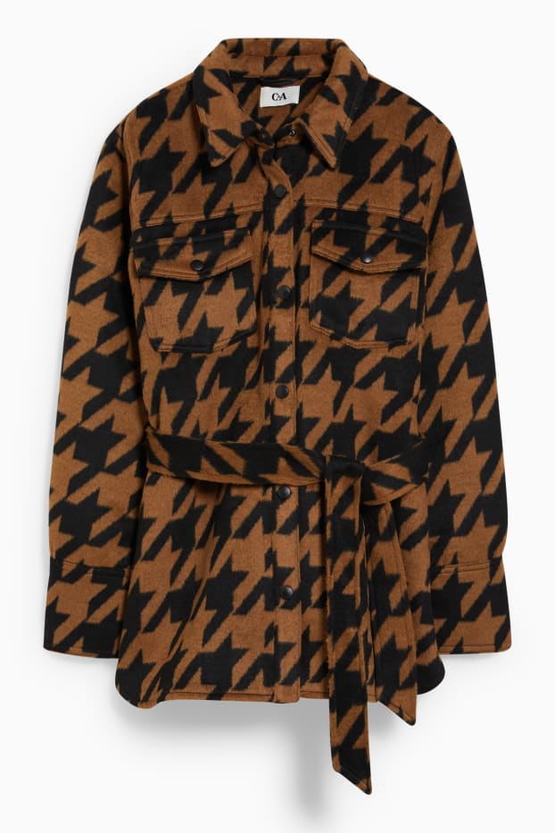 Women - Shacket - check - brown