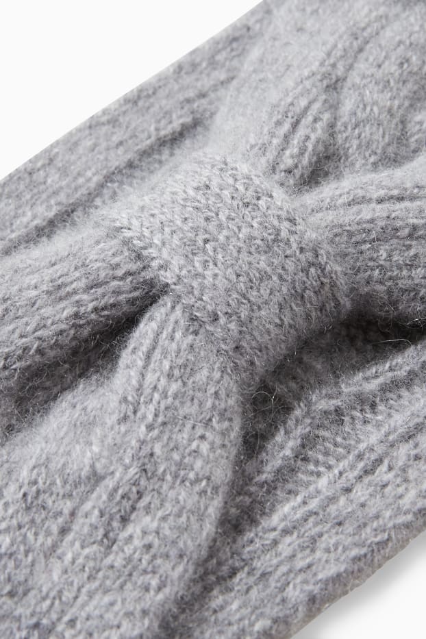 Femei - Bentiță din cașmir - cu torsade - gri melanj