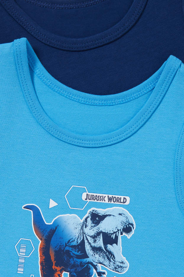 Enfants garçons - Lot de 2 - Jurassic World - maillot de corps - bleu / bleu clair