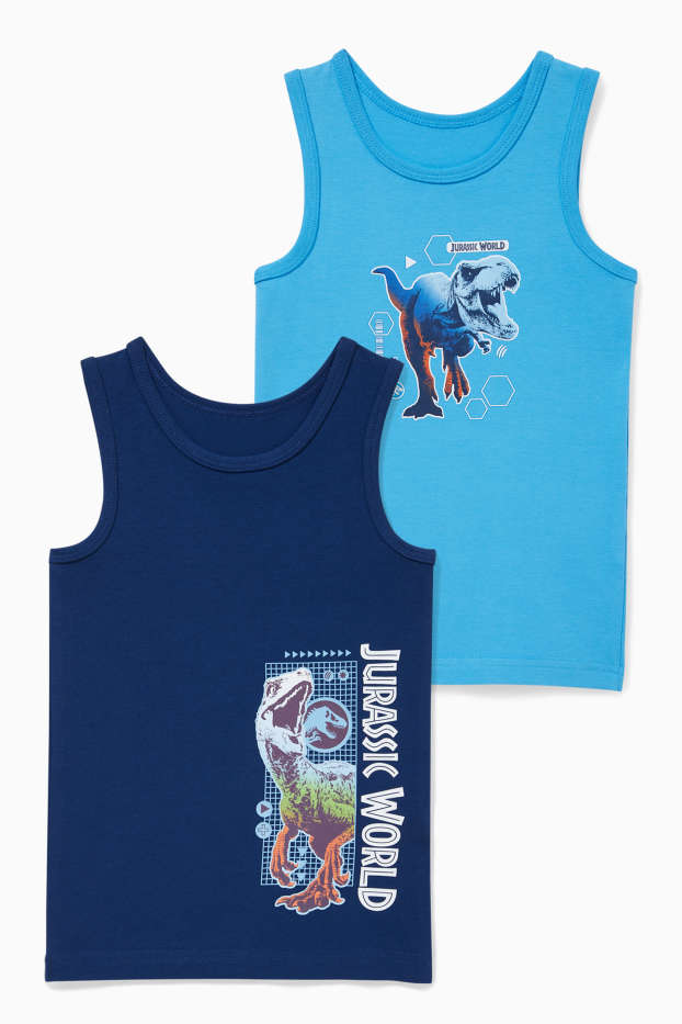 Enfants garçons - Lot de 2 - Jurassic World - maillot de corps - bleu / bleu clair