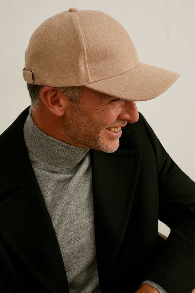 Men - Cap - wool blend - beige-melange