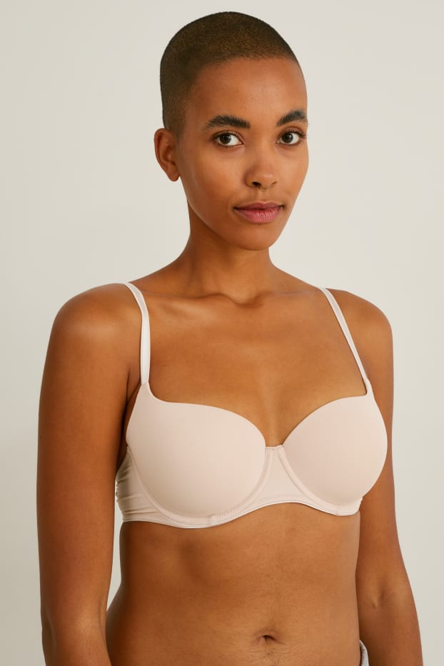 Dames - Set van 2 - BH met beugels - full coverage - gewatteerd - beige