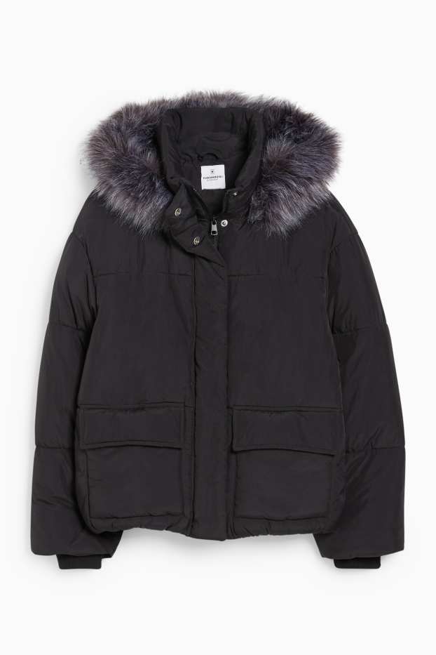 Women - CLOCKHOUSE - quilted jacket with hood - black