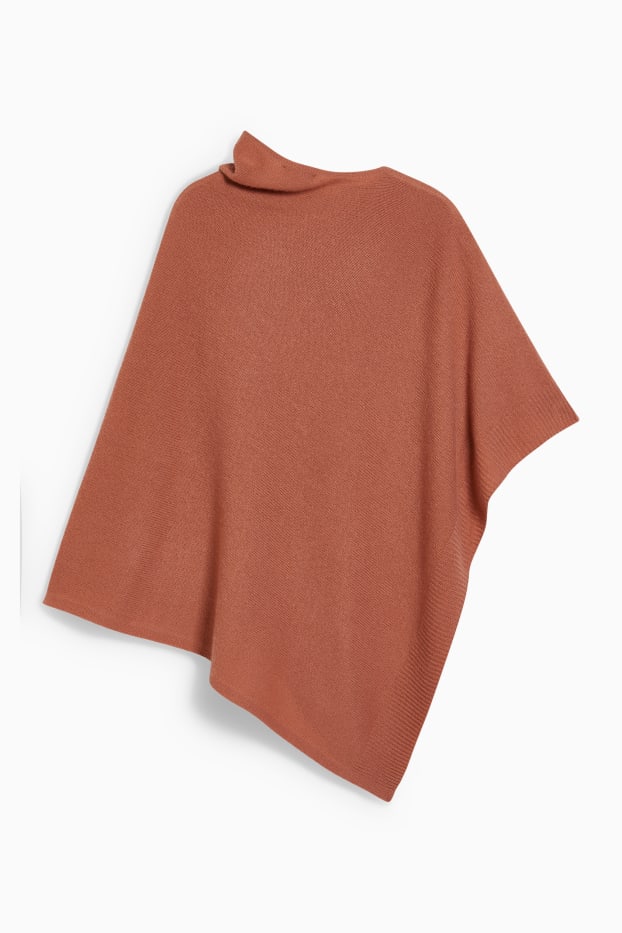 Femmes - Poncho en cachemire mélangé - laine mélangée - marron