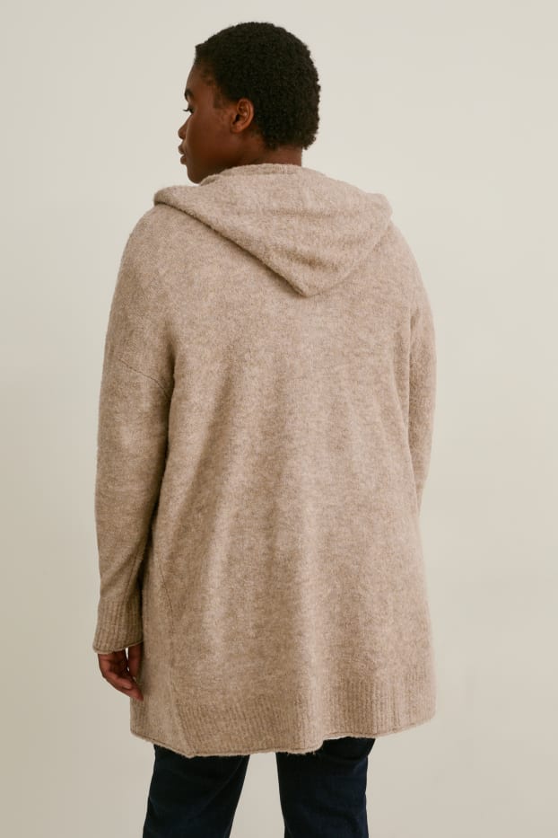 Dona - Jaqueta de punt bucle amb caputxa - beix jaspiat