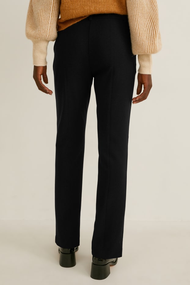 Damen - Stoffhose - Mid Waist - Slim Fit - schwarz