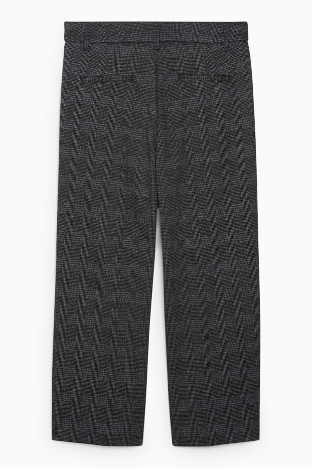 Femmes - Pantalon de toile - mid-waist - wide leg - à carreaux - gris foncé