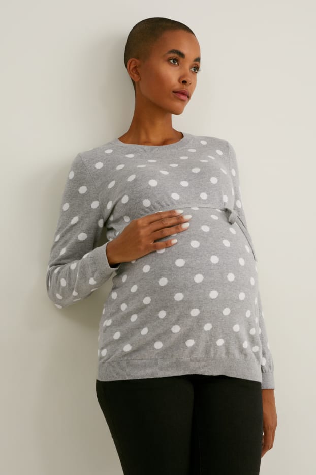 Women - Maternity jumper - polka dot - gray