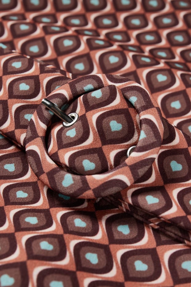 Dames - Minirok met ceintuur - met patroon - bruin