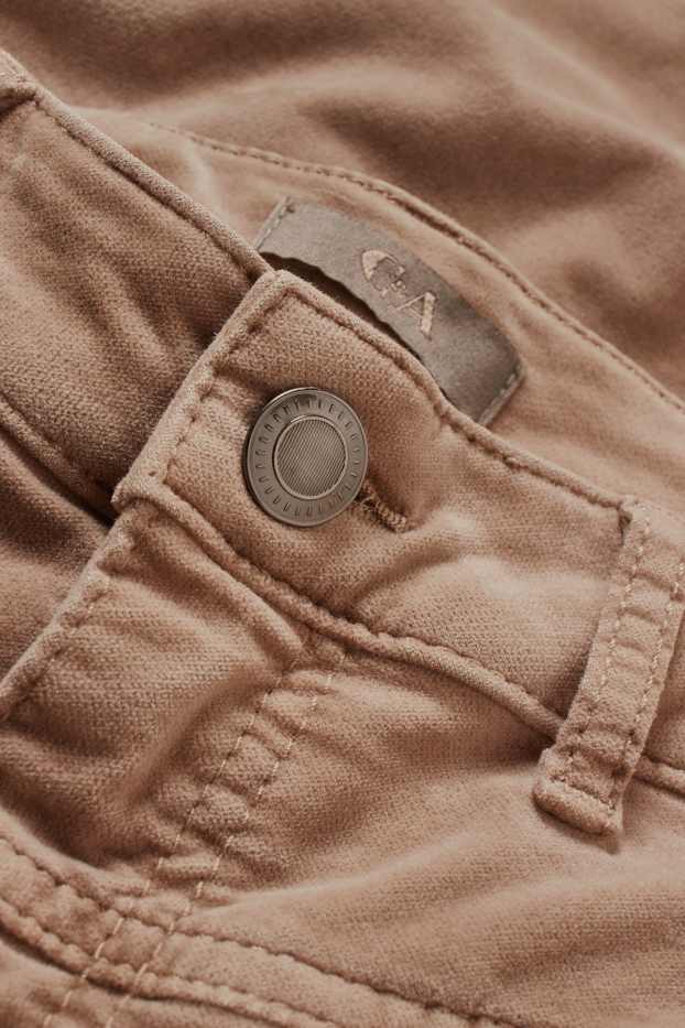 Damen - Samthose - Mid Waist - Straight Fit - beige