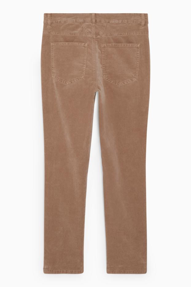 Damen - Samthose - Mid Waist - Straight Fit - beige