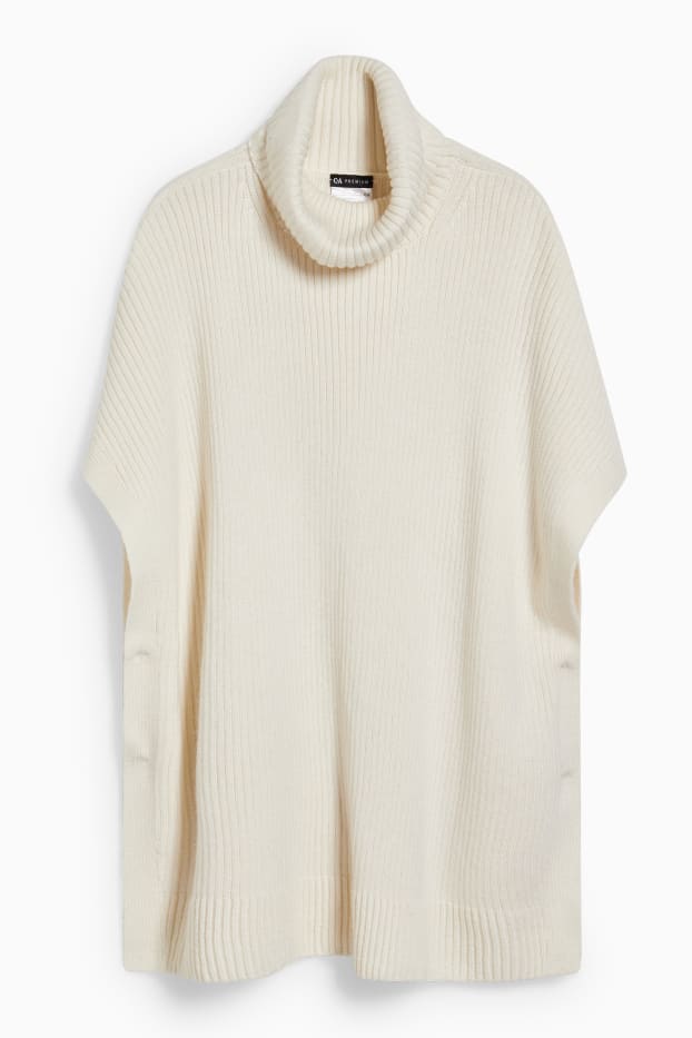 Femmes - Poncho de maille en cachemire mélangé - blanc crème