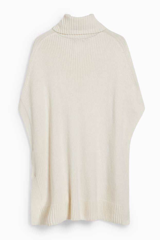 Femmes - Poncho de maille en cachemire mélangé - blanc crème