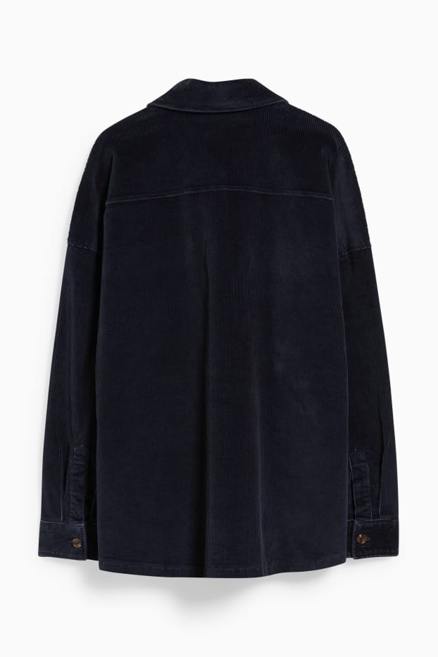 Femmes - Veste-chemise en velours côtelé - bleu foncé