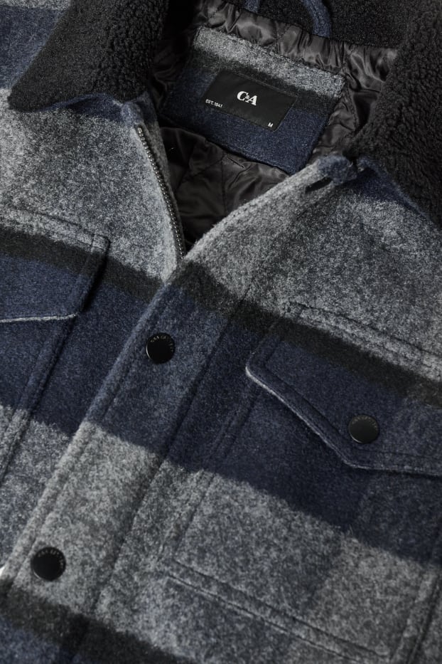 Uomo - Giacca - a quadretti - grigio / blu scuro