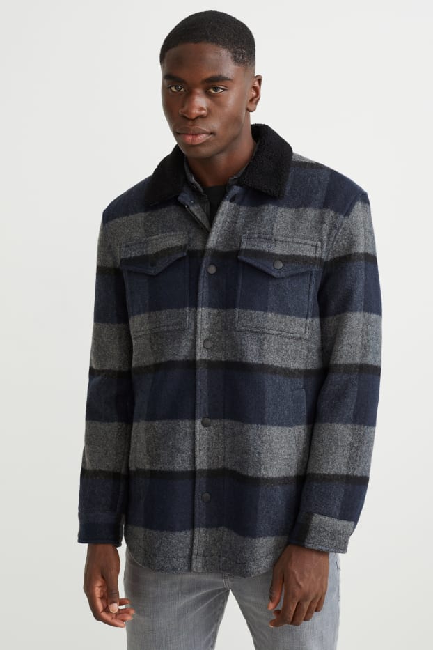 Uomo - Giacca - a quadretti - grigio / blu scuro