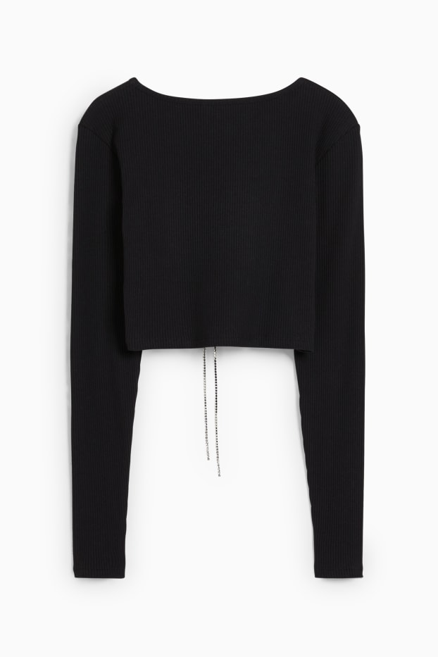 Dames - Korte longsleeve - zwart