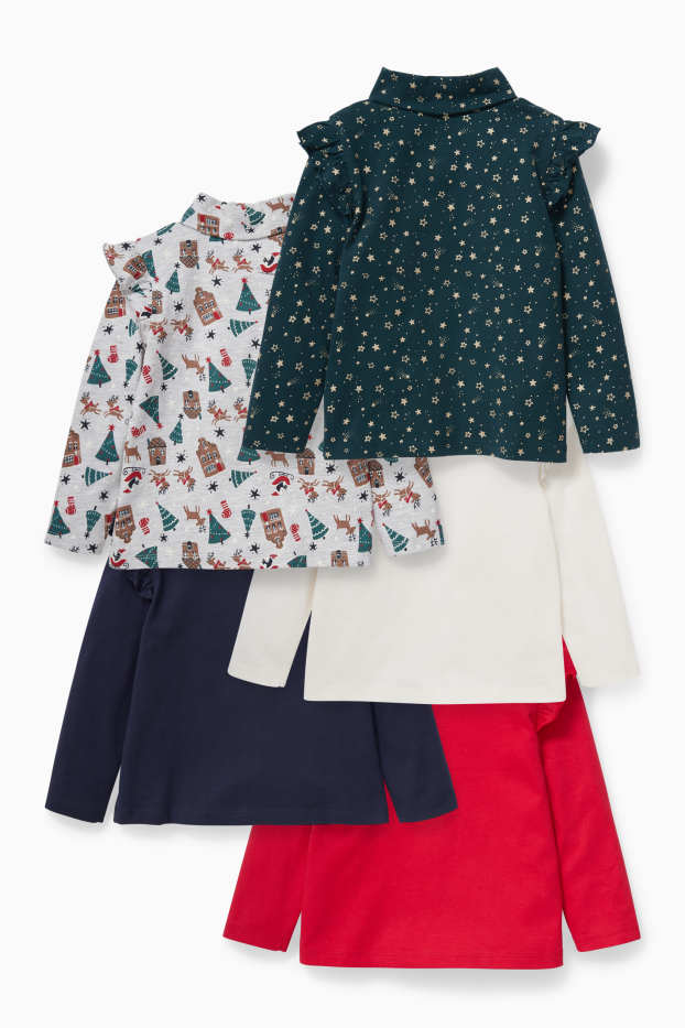 Kinderen: meisjes - Set van 5 - coltrui - rood