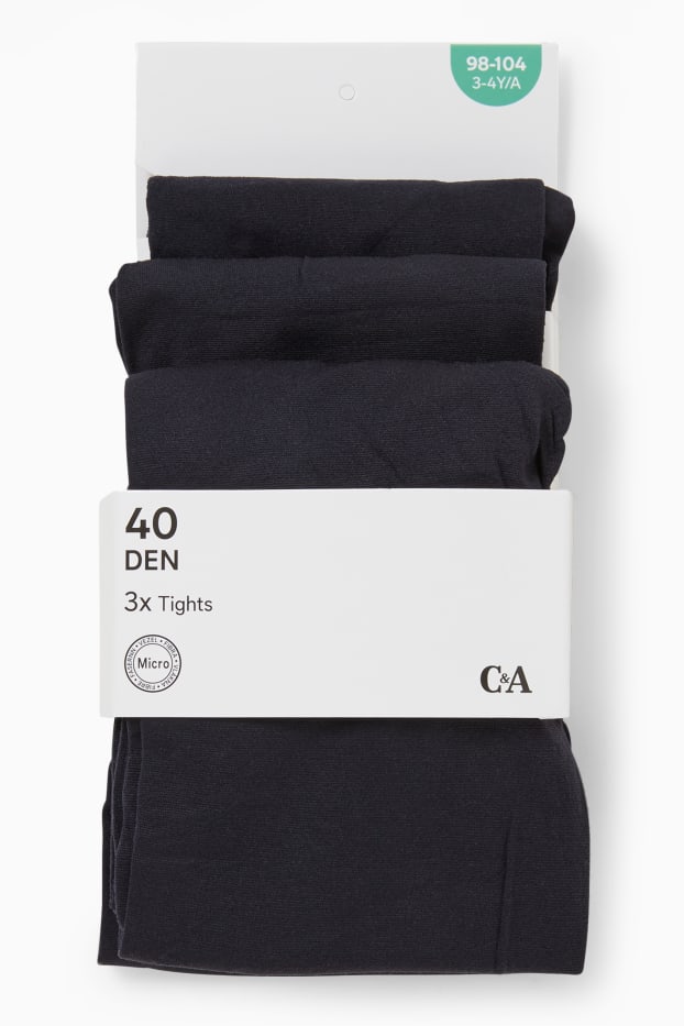 Děti - dívky - Multipack 3 ks - silonky - 40 DEN - tmavomodrá