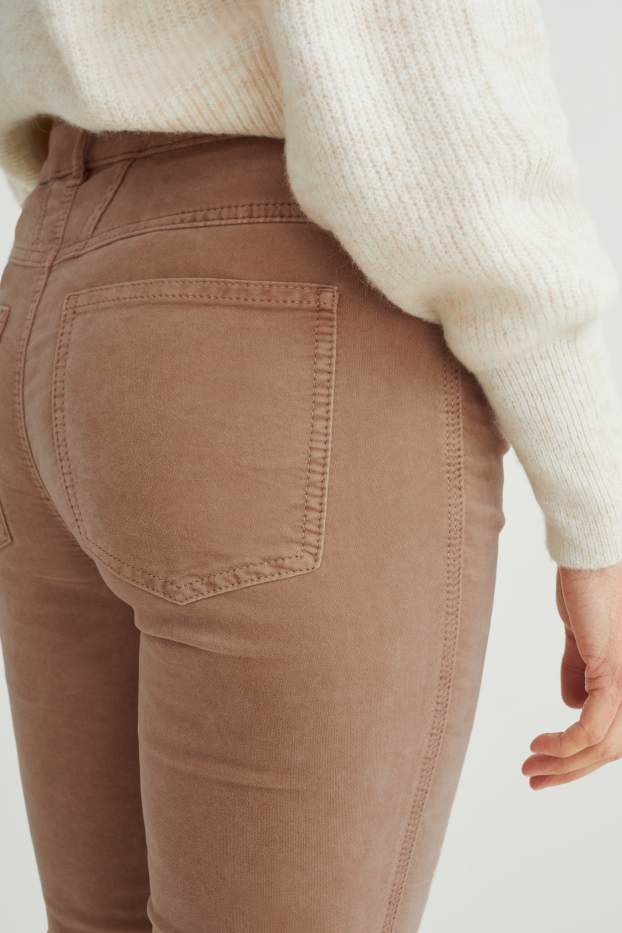 Damen - Samthose - Mid Waist - Straight Fit - beige