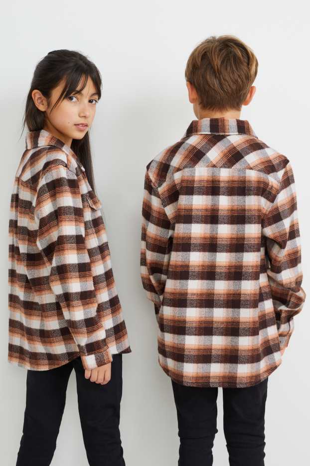 Copii - Băieți - Cămașă - genderneutral - în carouri - maro / bej