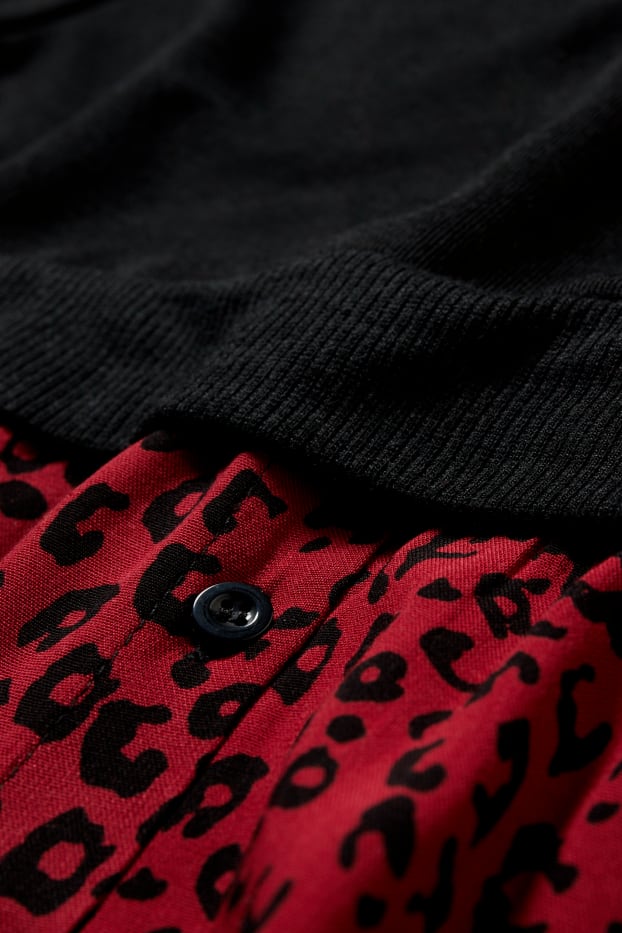 Dona - Vestit de maternitat - look 2 en 1 - vermell fosc /negre