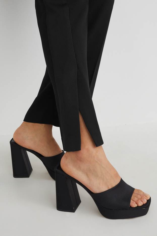 Women - Trousers - high waist - straight fit - black