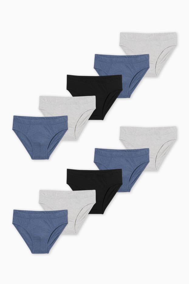 Herren - Multipack 10er - Slip - hellgrau / dunkelblau
