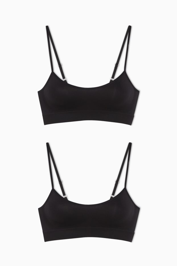 Femmes - Lot de 2 - brassières - sans coutures - LYCRA® - noir