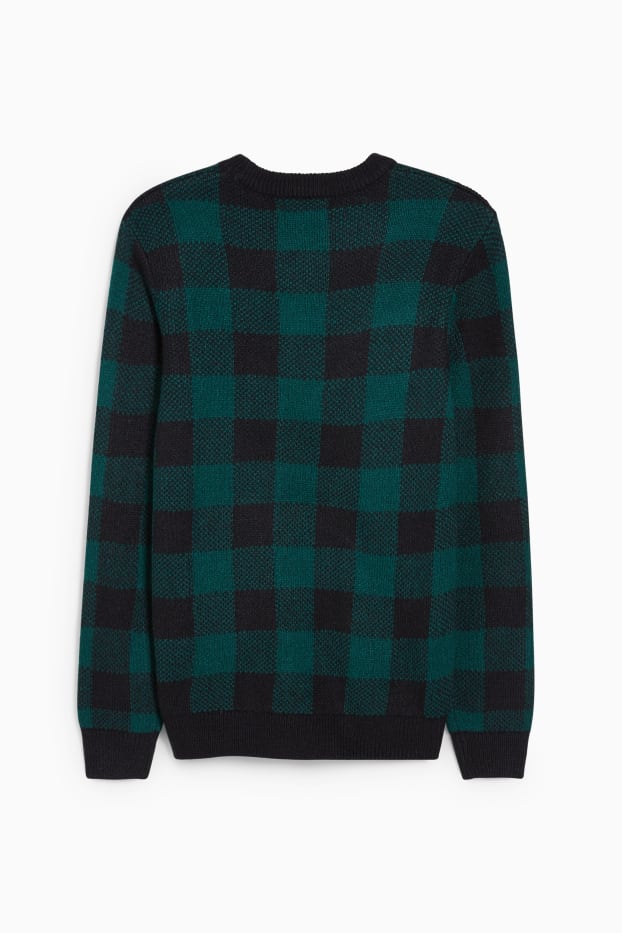 Herren - Pullover - kariert - dunkelgrün